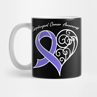 Esophageal Cancer Awareness Heart Ribbon Gift Valentines Day - In This Family Nobody Fights Alone Mug